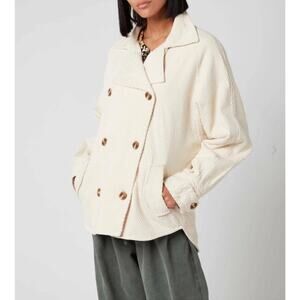 Free People Remi Corduroy Chore Coat - XS Cream Oversized, Spring Cottagecore